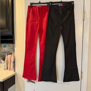 Edikted Red and Black Flare Jeans